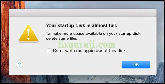 your startup disk is almost full