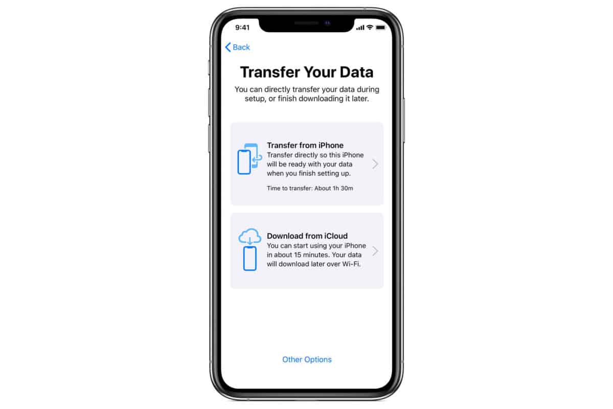 transfer data from iphone to new iphone