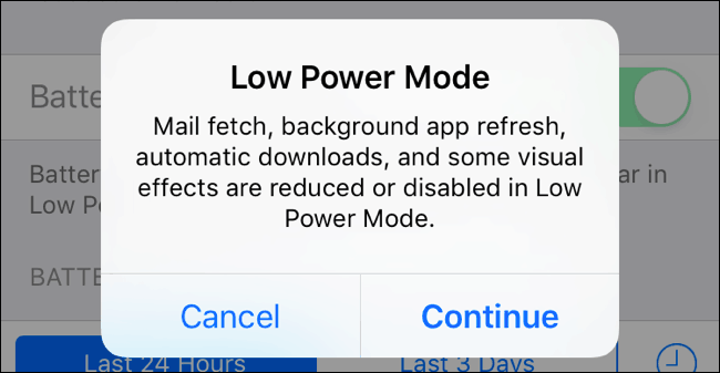 Low Power Mode on iPhone